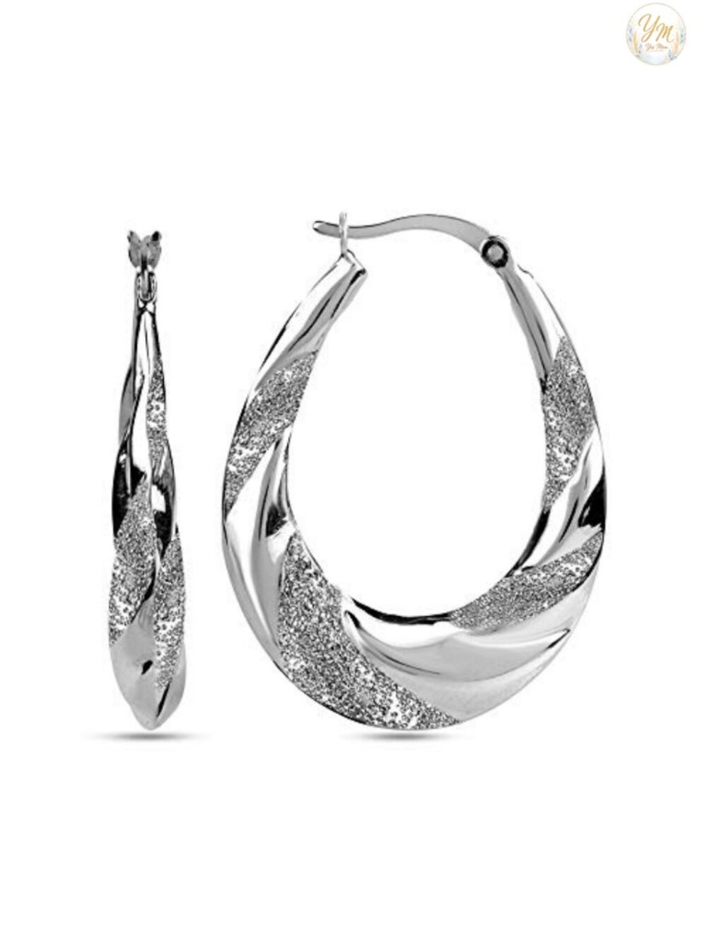 925 Sterling Silver Hoop Earrings for Women, Diamond-Cut Filigree Italian